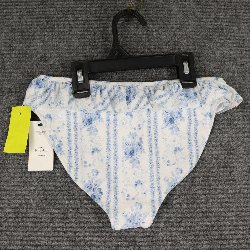 Polo Ralph Lauren Bikini Bottom Girls M 8-10 Floral Ruffle Cottagecore‎ Swimwear